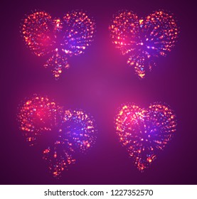 set of vector bulk hearts for medicine and holiday