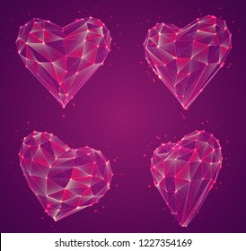 set of vector bulk hearts for medicine and holiday