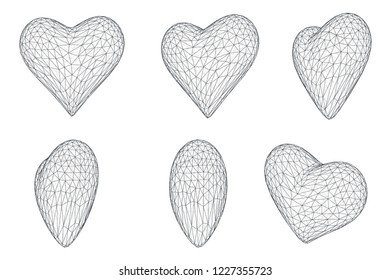 set of vector bulk hearts for medicine and holiday