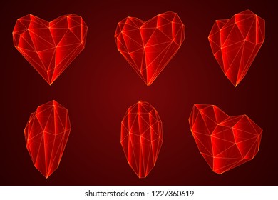 set of vector bulk hearts for medicine and holiday