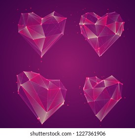 set of vector bulk hearts for medicine and holiday