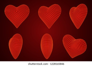 set of vector bulk hearts for medicine and holiday