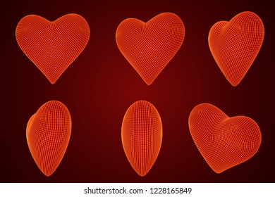 set of vector bulk hearts for medicine and holiday
