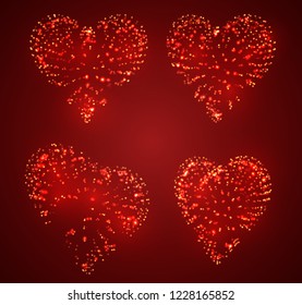 set of vector bulk hearts for medicine and holiday