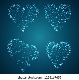 set of vector bulk hearts for medicine and holiday