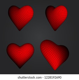 set of vector bulk hearts for medicine and holiday