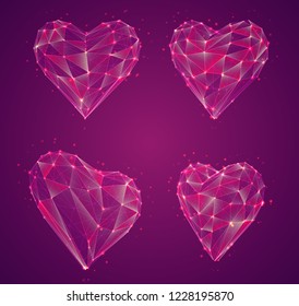 set of vector bulk hearts for medicine and holiday