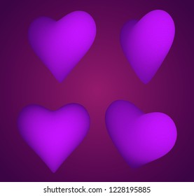 set of vector bulk hearts for medicine and holiday