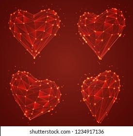 set of vector bulk hearts for medicine and holiday