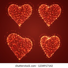 set of vector bulk hearts for medicine and holiday