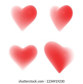 set of vector bulk hearts for medicine and holiday