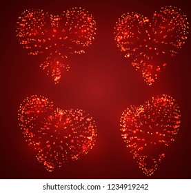 set of vector bulk hearts for medicine and holiday