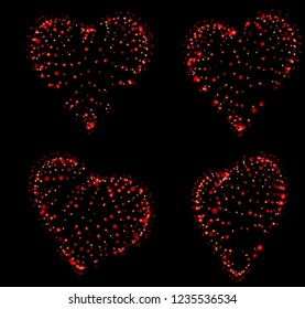 set of vector bulk hearts for medicine and holiday