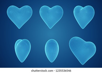 set of vector bulk hearts for medicine and holiday