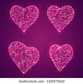 set of vector bulk hearts for medicine and holiday