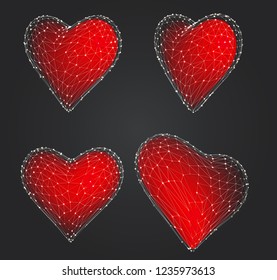 set of vector bulk hearts for medicine and holiday