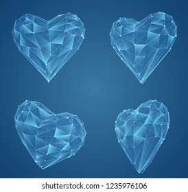 set of vector bulk hearts for medicine and holiday