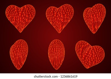 set of vector bulk hearts for medicine and holiday