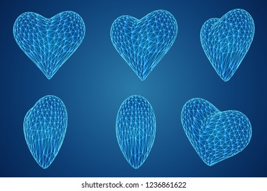 set of vector bulk hearts for medicine and holiday