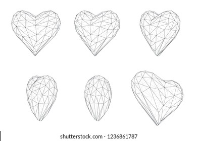 set of vector bulk hearts for medicine and holiday
