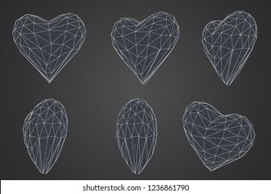 set of vector bulk hearts for medicine and holiday