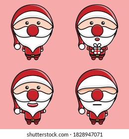 
set of vector bundle of illustrations of cute santa characters