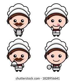 
set of vector bundle of illustrations of cute chef characters