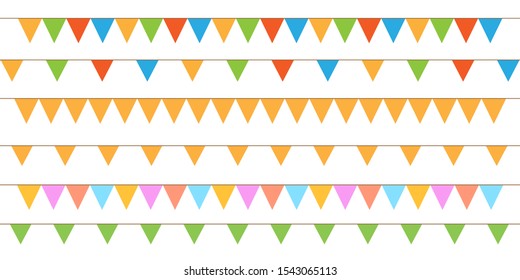 Set of vector bunting party flags for your designs (birthday party, wedding celebration)