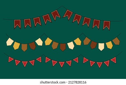 Set of vector bunting party flags for your designs. Suitable for birthday party, wedding celebration, christmas celebration, etc
