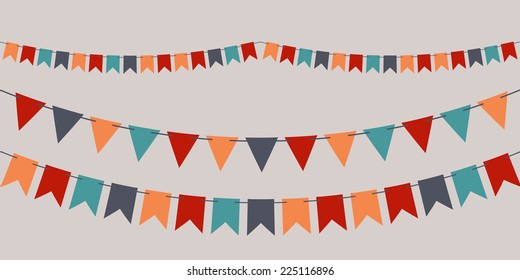 Set Of Vector Bunting Party Flags For Your Designs (birthday Party, Wedding Celebration) 