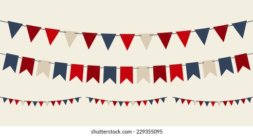 Set Vektor-Bunt-Partyflags für Ihre Designs (Geburtstagsfeier, Weihnachten) 