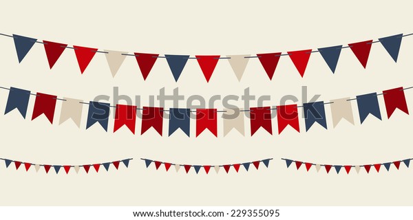 Set of vector bunting party flags for your\
designs (birthday party, christmas)\
