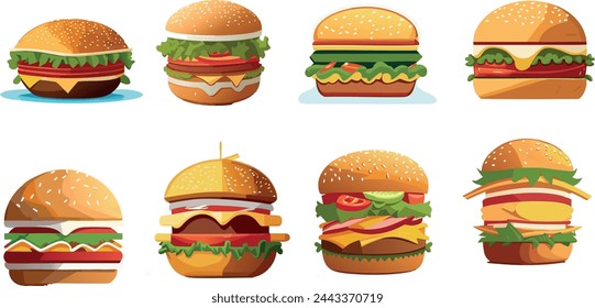 Set of vector burger illustrations