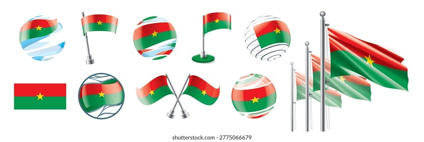 A set of vector Burkina Faso flags of different designs