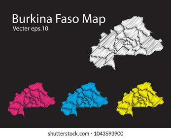 Set of vector burkinaFaso maps Multicolored contry map in geometric style for your design infographic vector illustration eps.10