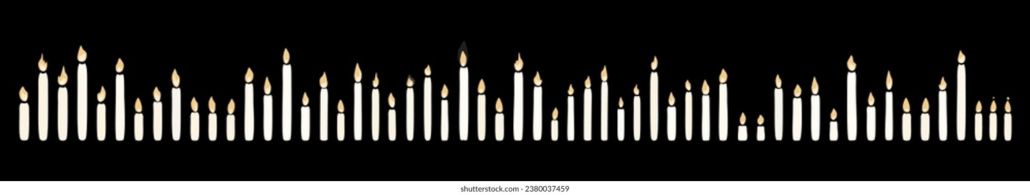 Set of vector burning candles. 