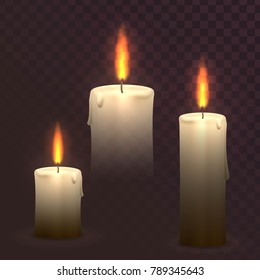 Set of vector burning candles