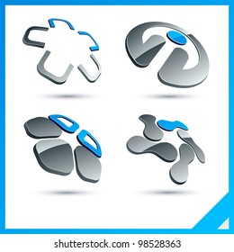 Set of vector business blue 3d signs.