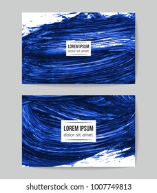 Set of vector business card templates with brush stroke background.