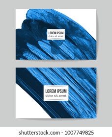 Set of vector business card templates with brush stroke background.