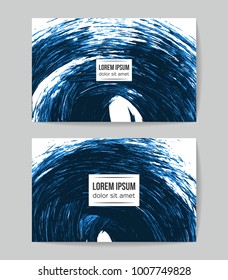 Set of vector business card templates with brush stroke background.