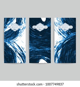 Set of vector business card templates with brush stroke background.
