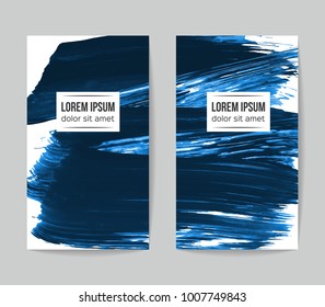 Set of vector business card templates with brush stroke background.