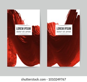 Set of vector business card templates with brush stroke background.