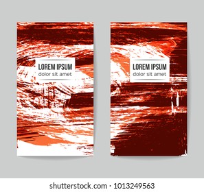 Set of vector business card templates with brush stroke background.