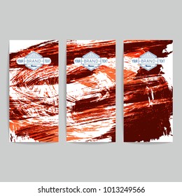Set of vector business card templates with brush stroke background.