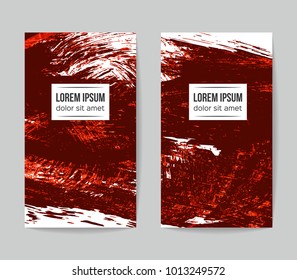 Set of vector business card templates with brush stroke background.