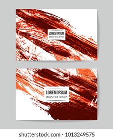 Set of vector business card templates with brush stroke background.