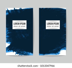 Set of vector business card templates with brush stroke background.