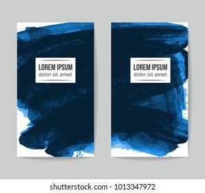 Set of vector business card templates with brush stroke background.